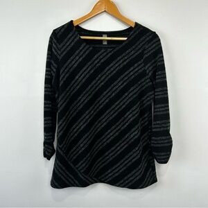 DENVER HAYES striped 3/4 length sleeve sweater L